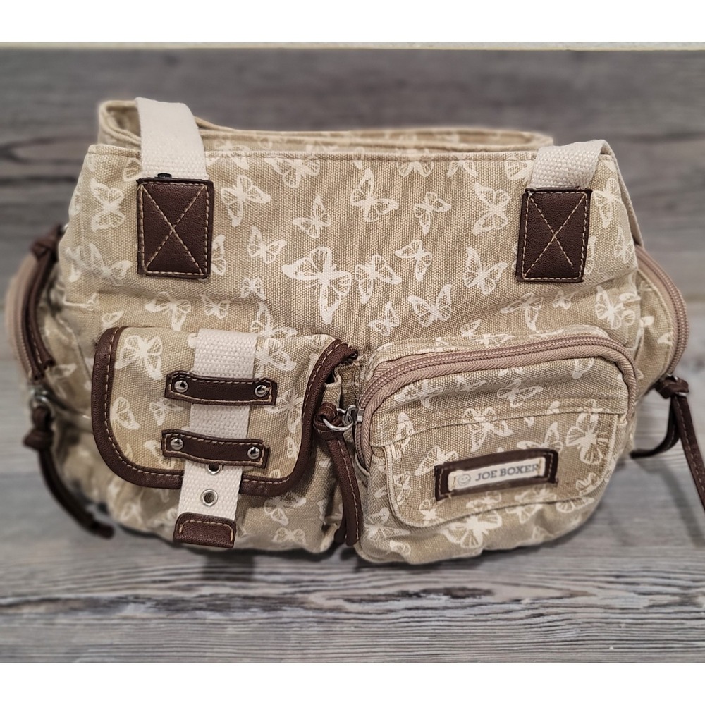 Y2K Joe Boxer Purse light Brown with Butterflys Cloth clean
